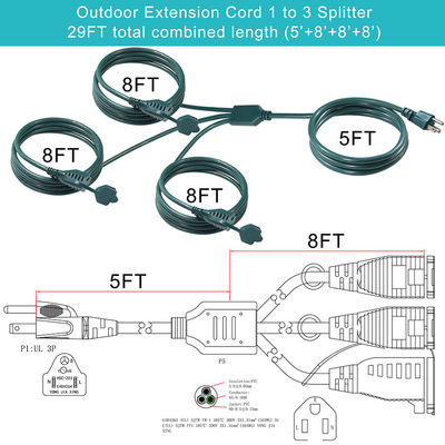 IP11 Colore verde Multi Ways Us Cord 515P To 3X Nema 515R Sgombero elettrico