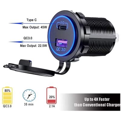 OEM/ODM Benvenuto 5V Pd 45W Qc e carica USB C Adapter di carica auto per accendini per sigarette