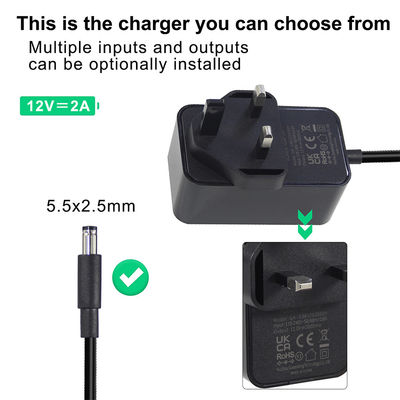 12V 1.5A British Ac To DC 5.5*2.1 5.5*2.5mm Adapter di alimentazione con certificato ROHS
