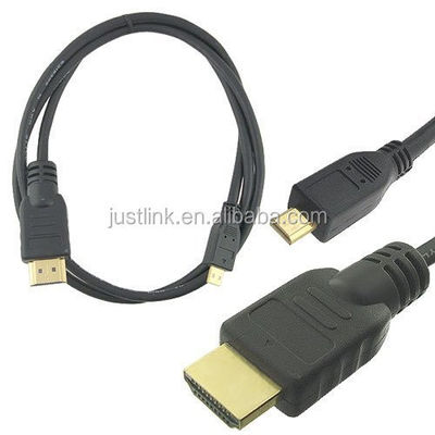 Alta velocità 5FT 1.5M V1.4 Male To Male HDMI To Micro HDMI Cavo per HDTV PS3 XBOX 3D LCD