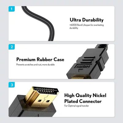 1M-30M Cavo HDMI nero 4K con schermatura a treccia 24k dorato maschio-maschio 2.0 3D 60Hz