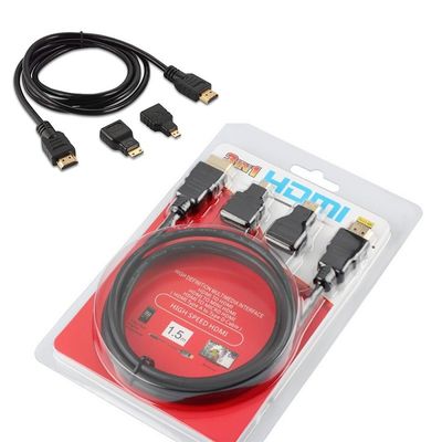 1.5m Male to Male HDMI Cable 3 in 1 per videocamera e tablet PC per TV