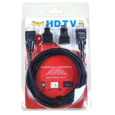 1.5m Male to Male HDMI Cable 3 in 1 per videocamera e tablet PC per TV