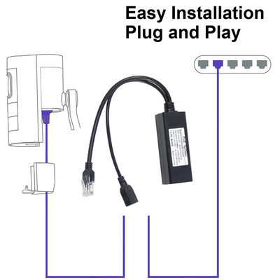 48V a 5V 2.4A PoE Splitter USB Tipo A Femminile 802.3af Power Over Ethernet Splitter