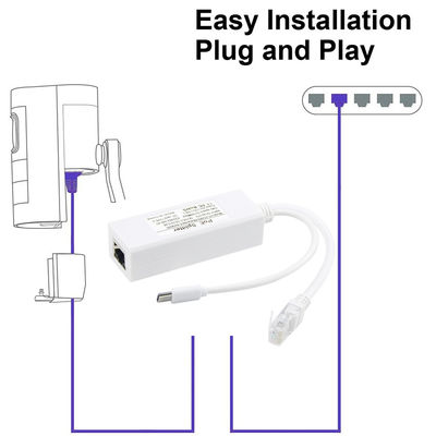 24V 12V 5V POE Passive Injector Cavo USB-C tipo C e connettore Ethernet RJ45