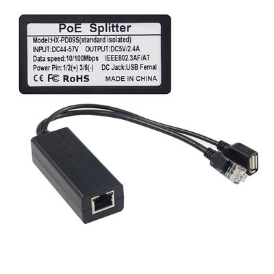 1Gbps Switch Capacità PoE Splitter da 48V a 5V 2.4A USB Tipo A Femminile 802.3af Power Over Ethernet