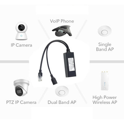 1Gbps Switch Capacità PoE Splitter da 48V a 5V 2.4A USB Tipo A Femminile 802.3af Power Over Ethernet