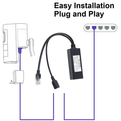 1Gbps Switch Capacità PoE Splitter da 48V a 5V 2.4A USB Tipo A Femminile 802.3af Power Over Ethernet