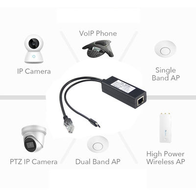 1Gbps POE Splitter Adapter USB-C IEEE 802.3af Compatibile per Wi-Fi / telecamere di sicurezza