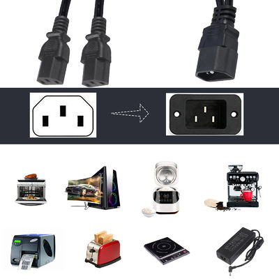 C14 maschio a 2XC13 femmina cavo di alimentazione della presa Y estensione Splitter cord Ac