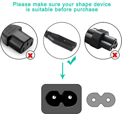 Corde di alimentazione a corrente alternata universale a 2 punte UE 2PIN a IEC Femminile C7 Socket 0,75MM