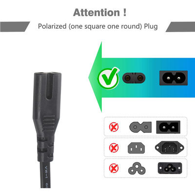 Corde di alimentazione a corrente alternata universale a 2 punte UE 2PIN a IEC Femminile C7 Socket 0,75MM