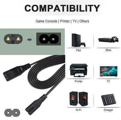 0.8M C7 a C8 Corde di alimentazione 18AWG Giacca in PVC Certificato ROHS