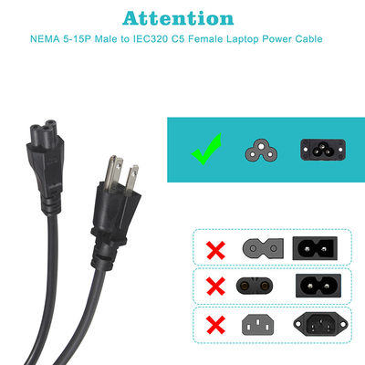 Cavo di alimentazione NEMA 5-15P a IEC C5 6ft 125V 10A per laptop