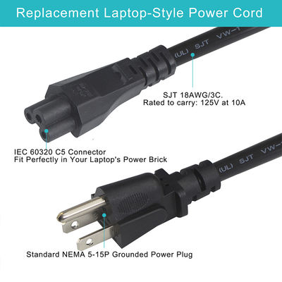 Corde di alimentazione per computer portatili da 15 ft a 120 volt con connettore Nema 515P a IEC 320 C5 certificato