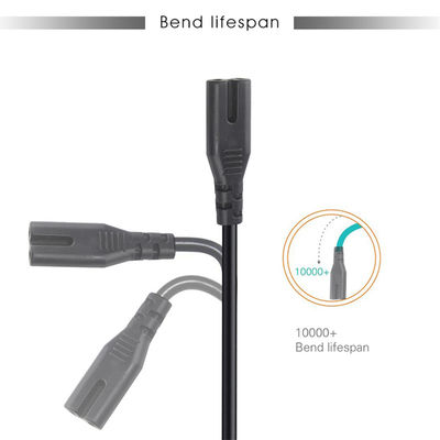 Corde di alimentazione a corrente alternata universale a 2 punte UE 2PIN a IEC Femminile C7 Socket 0,75MM