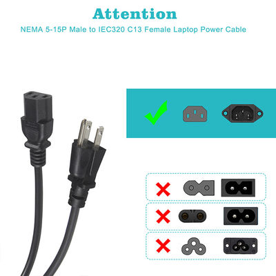6FT Monitor Laptop Power Cord 3Prong Nema 515P a IEC 320 C13 per elettrodomestici