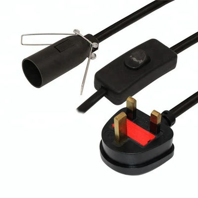 3A 5A British Fused 3 Pin Power Plug Cable di lampada a sale con 303 Inline Switch E14 Lamp holder OEM/ODM