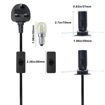 3A 5A British Fused 3 Pin Power Plug Cable di lampada a sale con 303 Inline Switch E14 Lamp holder OEM/ODM
