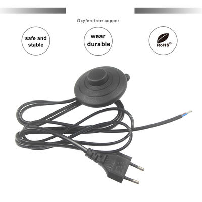 Cavo di alimentazione EU a 2 pin con interruttore a pedale per lampade di sale, 6FT, nero