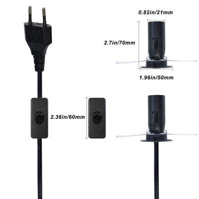 Cable elettrico a presa per porta lampadina E12 nero EU 2 Pin Salt Lamp Power Cord con 303 On/Off Switch