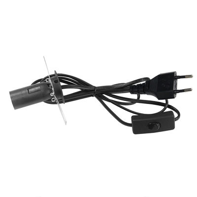 Cable elettrico a presa per porta lampadina E12 nero EU 2 Pin Salt Lamp Power Cord con 303 On/Off Switch