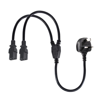 Cable di estensione di rami BSI approvato Y UK 3Pin To IEC C13 Female Socket Supply Cord
