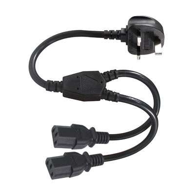 Cable di estensione di rami BSI approvato Y UK 3Pin To IEC C13 Female Socket Supply Cord