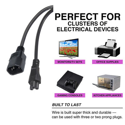 Cavo di alimentazione IEC C5 a C14 1,8 m 16AWG Nero per computer