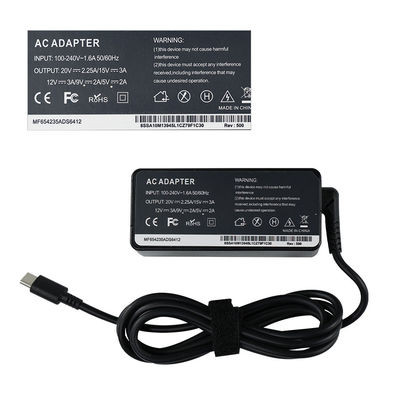 Adattatore di alimentazione per computer da scrivania Tipo-C PD 45W Caricabatterie per computer portatili 20V 2.25A MAX