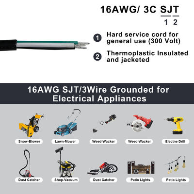 Cavo di alimentazione NEMA 5-15P a 5-15R 0.5m SJT 16AWG 125V 15A
