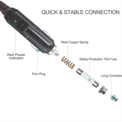 1 maschio a 3 femmine fusoli di estensione del cavo della sigaretta per auto 15A 16AWG filo di alimentazione OEM ODM