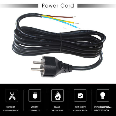 3 pin H05vv-f 3g 0,75mm2 Vde Ac 3 pin cavo di alimentazione a fili spogliati e stagnati