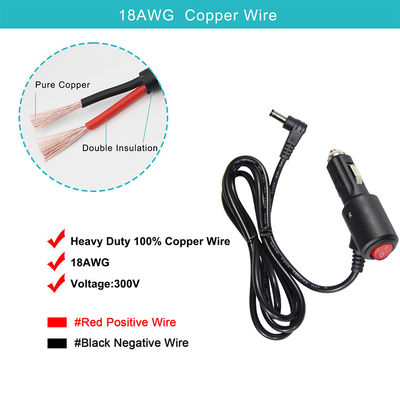 15A Fuse Cigarette Lighter Estensione verso l'angolo destro DC 2.1MM Jack Cigar Cable