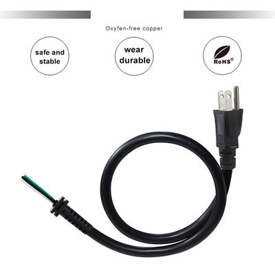 NEMA 5-15P 3-prong AC Power Cord 250V 13A Cablaggio aperto