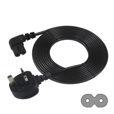 BS Computer Cable AC Right Angle C7 Standard Extension 3 Wire 10A 250V British Power Cord con giacca in PVC e IEC Female End Type