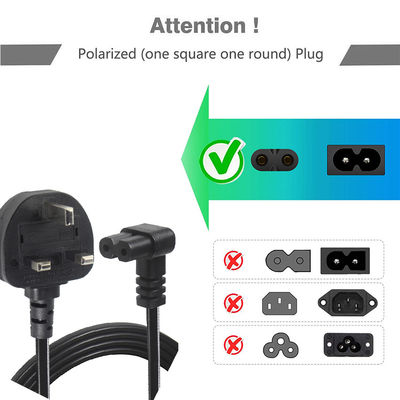 BS Computer Cable AC Right Angle C7 Standard Extension 3 Wire 10A 250V British Power Cord con giacca in PVC e IEC Female End Type