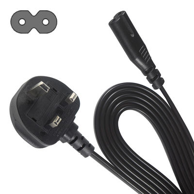 1.8M Nero 0,75mm BS Standard Plug UK 3 pin a IEC C7 AC Power Cord con lunghezza personalizzata