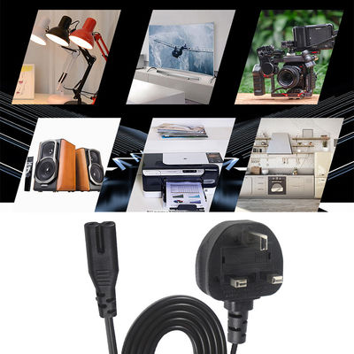 1.8M Nero 0,75mm BS Standard Plug UK 3 pin a IEC C7 AC Power Cord con lunghezza personalizzata