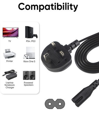 Regno Unito Collegamento al cavo di alimentazione IEC C7 0,75 mm2 Nero PVC 1,8 M
