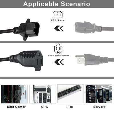 16Awg Nema 515R a Iec320 Iec C14 America Plug Pvc Usa Cordone di alimentazione standard