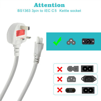 Corde di alimentazione C5 a 3 pin per computer con IEC C5 femminile