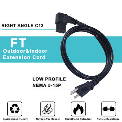 Us Ac 14 Awg Heavy Duty Nero Nema 515P To Iec320 C13 3 Ft Apparecchio per la casa