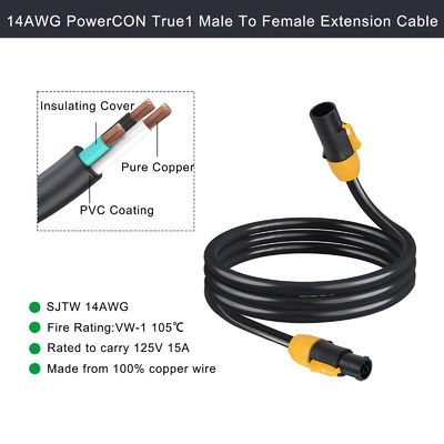 Cable PowerCON 3FT 14AWG PowerCon True1 Male To Female Cable di estensione esterno 20A impermeabile per la luce sul palco