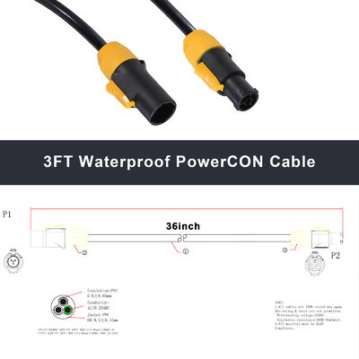 Cable PowerCON 3FT 14AWG PowerCon True1 Male To Female Cable di estensione esterno 20A impermeabile per la luce sul palco