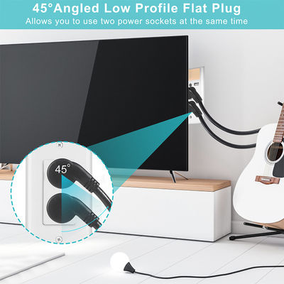 NEMA 5-15P 3Pin Plug Corde di alimentazione IEC con C13 angolo retto Kettle Plug 45 gradi curva
