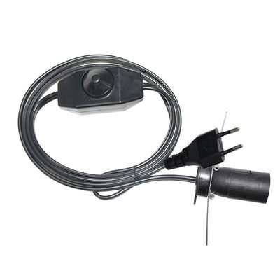 Nero 0,75mm CEE7/16 Plug Eu Corde di alimentazione di estensione E27 E 27 Sottile pendente con interruttore di dimmer