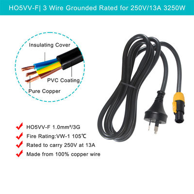 PowerCON True1 Maschio a AU 3Pin Plug nac3fca SAA Cordone di estensione 1.5mm Cavo pesante