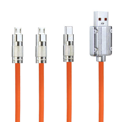Cavo di ricarica multi-dispositivo certificato CE con 3 porte di ricarica simultanee e cavo intrecciato in nylon resistente