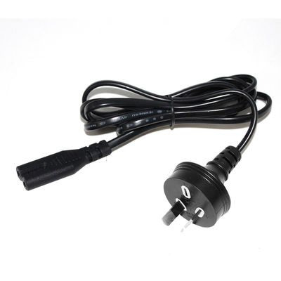 AU 2P Collegamento a IEC60320 C7 Cordone di alimentazione SAA certificato 250V 7.5A Cavo piatto PVC Jacket Rame puro per computer portatili / elettrodomestici